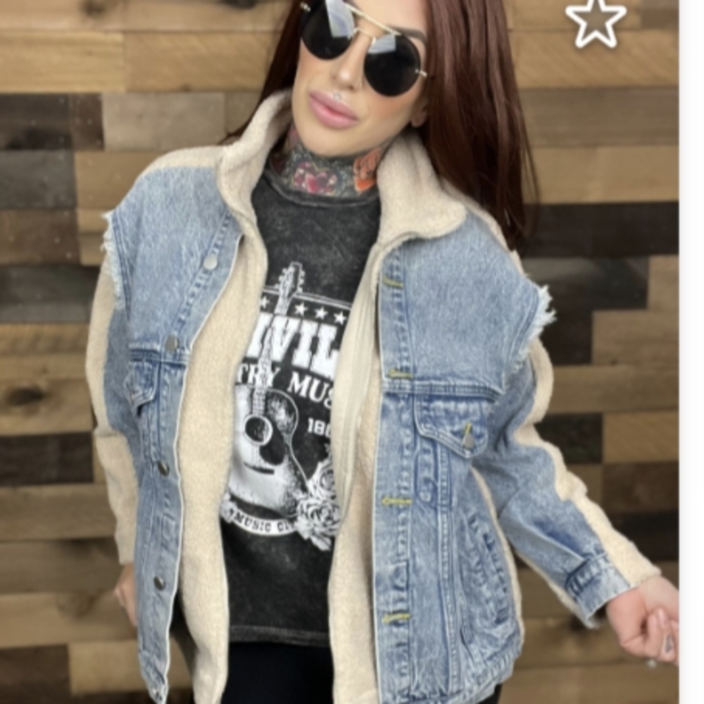 Denim Sherpa-Lined Jacket